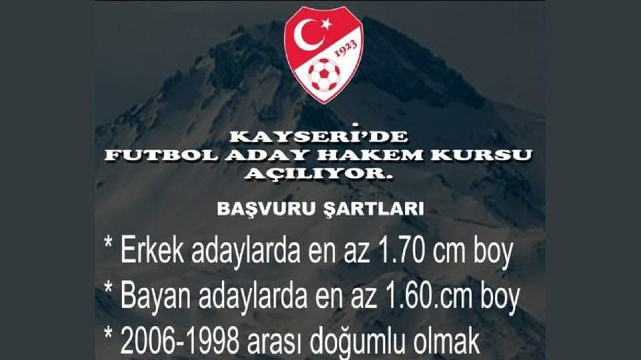 Kayseri’de Futbol Aday Hakem Kursu açılıyor