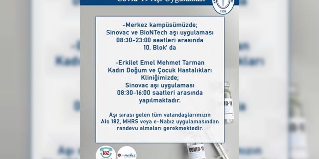 Devlet Hastanesi’nde de Sinovac ve BioNTech aşıları yapılmaya başlandı