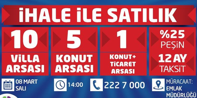 Kocasinan Belediyesi’nden yüzde 25 peşin, 12 ay taksitli yatırım fırsatı