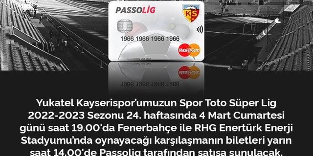 Kayserispor Fenerbahçe maçı bilet fiyatları belli oldu