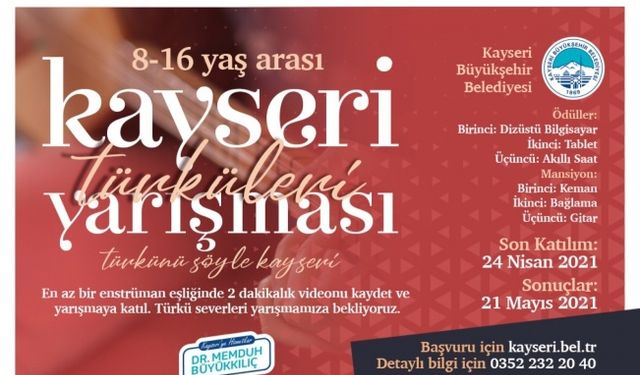 Büyükşehir’in Kayseri Türküleri Yarışması’na başvurular sunuyor