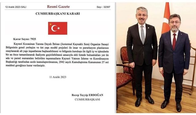 Jeotermal Kaynaklı Sera Organize Sanayi Bölgesi için büyük adım