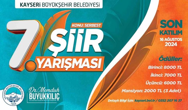 Kayseri Büyükşehir Belediyesi 7. Şiir Yarışması ile Şairleri Buluşturuyor