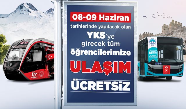 Kayseri'de YKS Adaylarına Toplu Ulaşım Ücretsiz