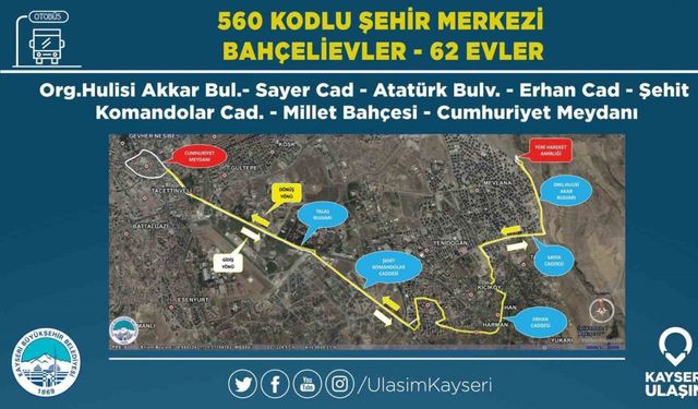 Büyükşehir Belediyesi Ulaşım AŞ’den Talas’a 6 yeni hat