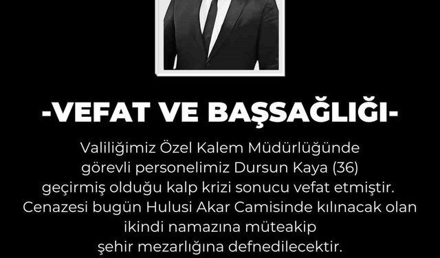 Kayseri Valiliği’nin acı günü