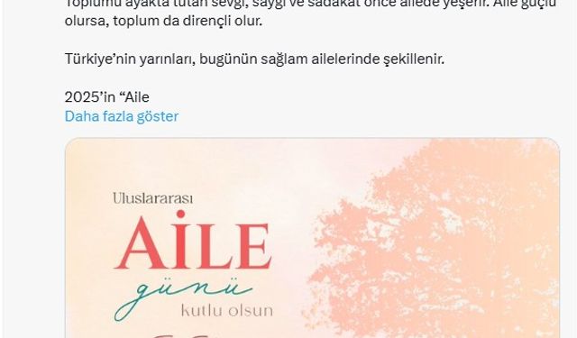 Emine Erdoğan’dan Uluslararası Aile Günü Mesajı