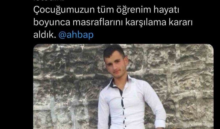 Şehit veterinerin çocuğunun öğrenim masraflarını Ahbap Derneği üstlendi