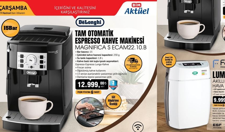 Espresso Kahve Makinesi ve Hava Temizleyici Bim’de Bu Hafta Satılacak! Bim 19 Haziran Aktüel Kataloğu