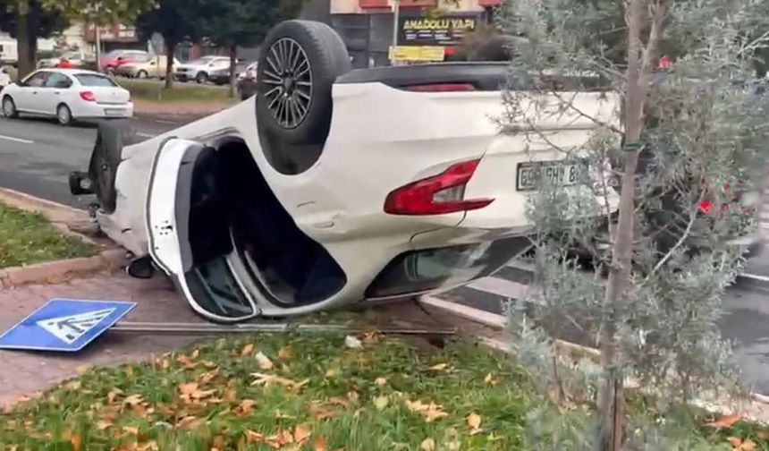 Zincirleme k*zaya karışan otomobil takla attı: 1 y*ralı